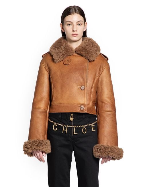 Chloé Brown Cropped Shearling Jacket