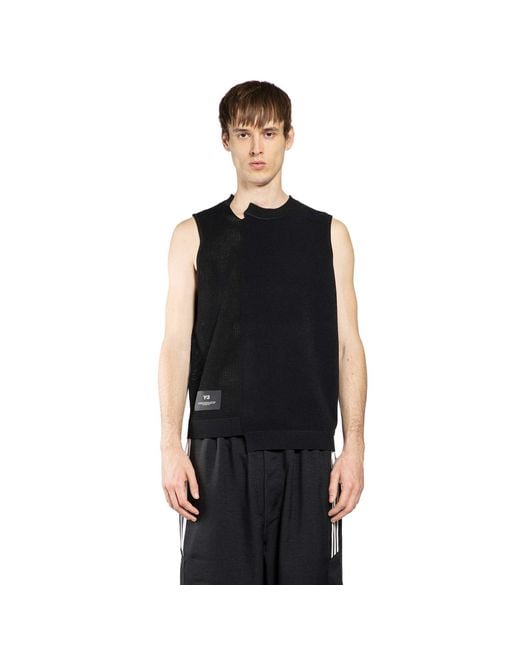 Y-3 Black Gfx Knit Vest for men