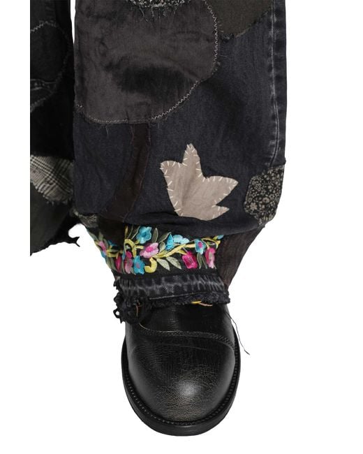 Kapital Black 14Oz X Denim 5P Rat Flare Pants for men