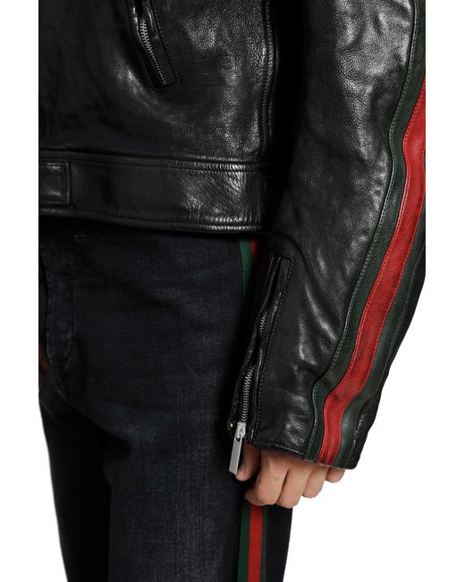 Gucci Black Buffalo Leather Biker Jacket for men