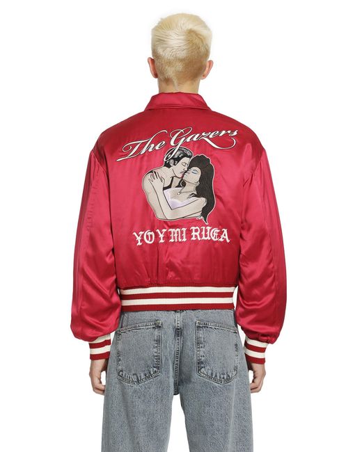 Second Layer Red Aces Satin Club Jacket for men