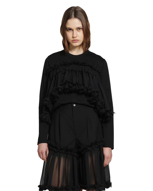 Noir Kei Ninomiya Black Tulle Long Sleeve T-Shirt