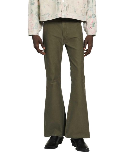 Junya Watanabe Green Flared 5 Pocket Jeans for men
