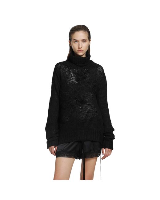 Ann Demeulemeester Black Fransina Turtleneck Sweater