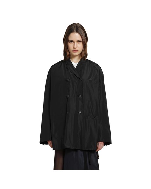 Prada Black Double-Breasted Technical Taffeta Jacket