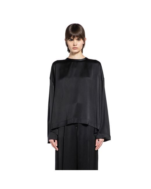 Totême Black Boxy Satin Top