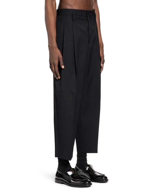Jil Sander Black Wool Gabardine Tapered Trousers for men