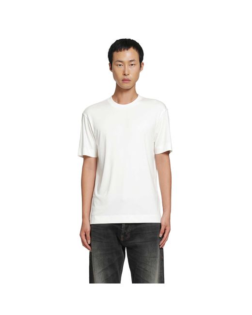 Emporio Armani White Stretch Silk Modal T-Shirt for men