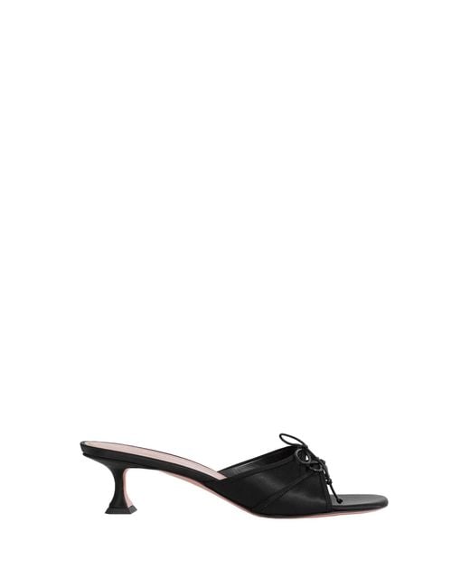 AMINA MUADDI Black Eleonora Satin 45 Mules