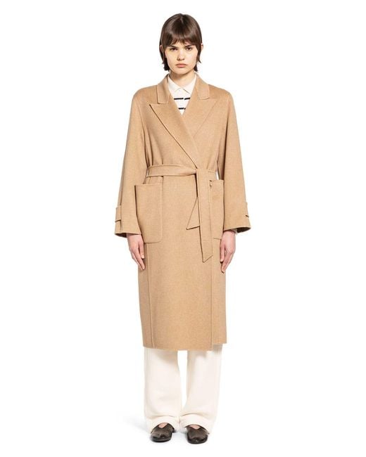 Max Mara Natural Camel Long Robe Coat