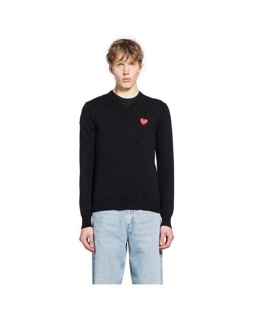 COMME DES GARÇONS PLAY Black Wool Heart Sweater for men