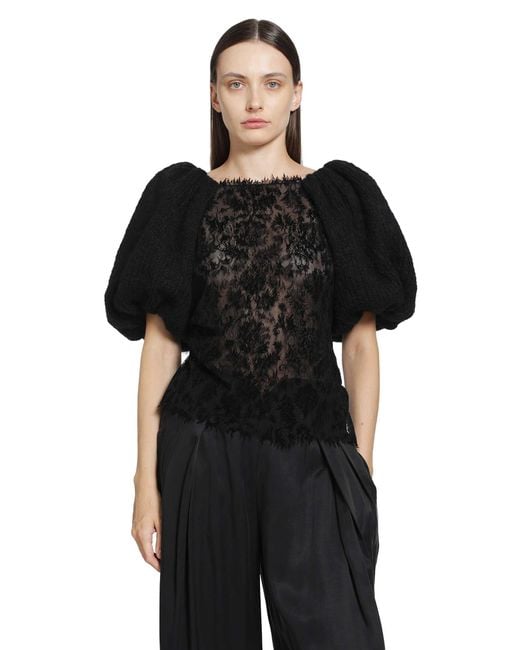 PAULINE DUJANCOURT Black Laia Hand-Knit Alpaca Lace Top