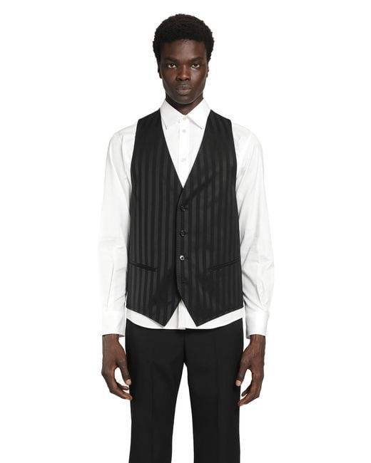 Ann Demeulemeester Black Juikko Striped Satin Waistcoat for men
