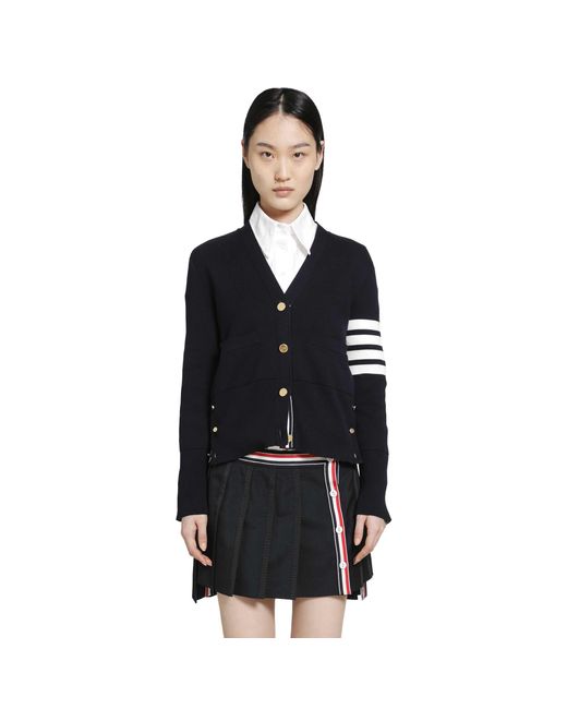 Thom Browne Black Milano Classic 4-Bar V-Neck Cardigan