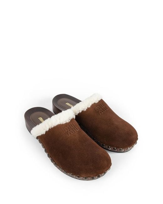 Miu Miu Brown Suede Clogs