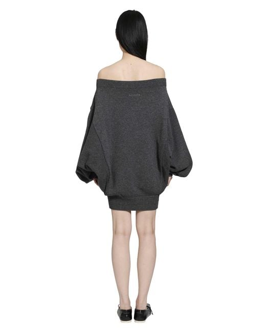 MM6 by Maison Margiela Black Merino Wool Knit Dress