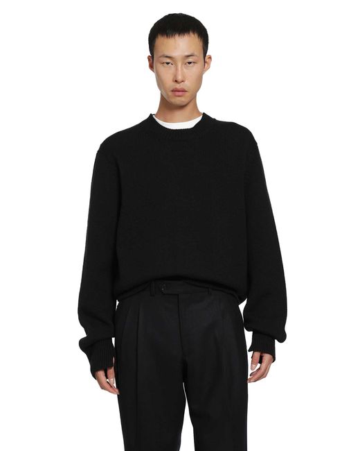 SALON C. LUNDMAN Black Chunky O-Neck Sweater for men