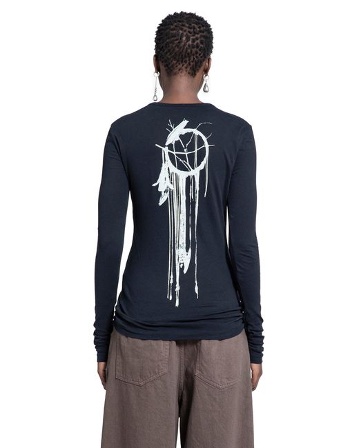 Ann Demeulemeester Blue Fiene Printed Long Sleeve T-Shirt