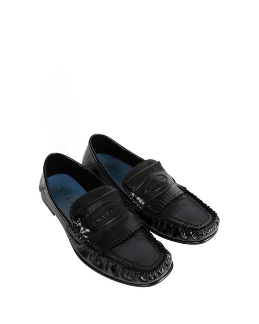 Marni Black Leather Tassel Loafers for men