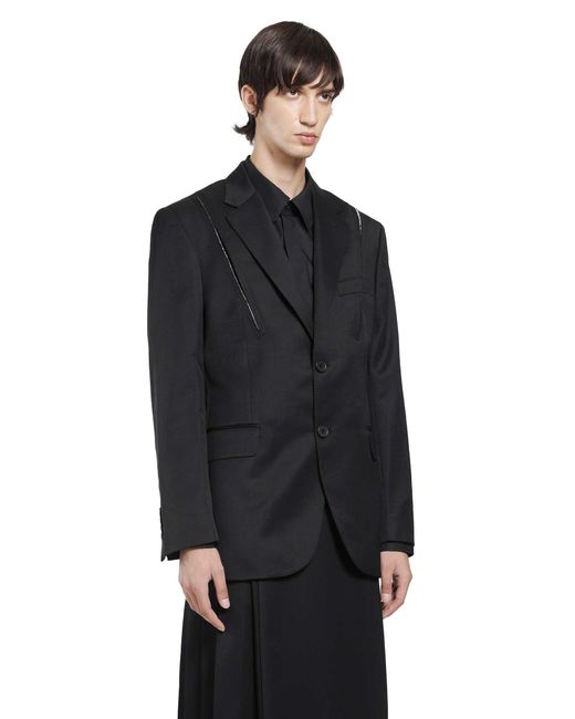 Simone Rocha Black Structured Slash Blazer With Daisy for men