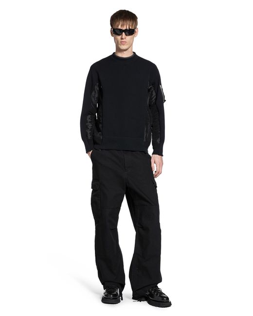 Sacai Black Sponge Sweat X Nylon Twill Sweatshirt for men