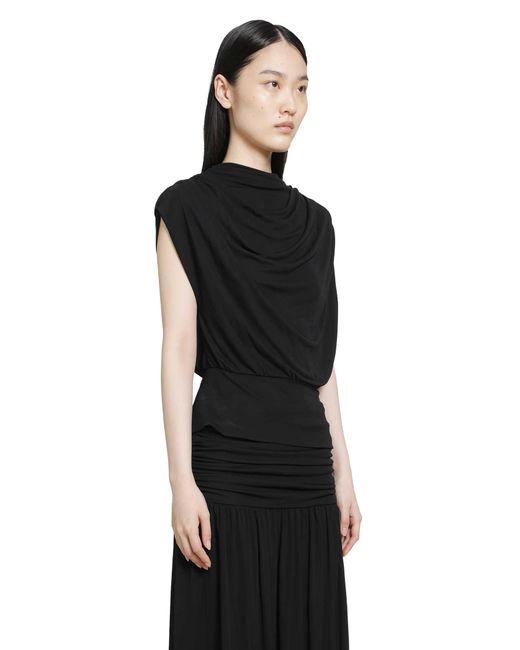 RETORI Black Draped Viscose Jersey Top