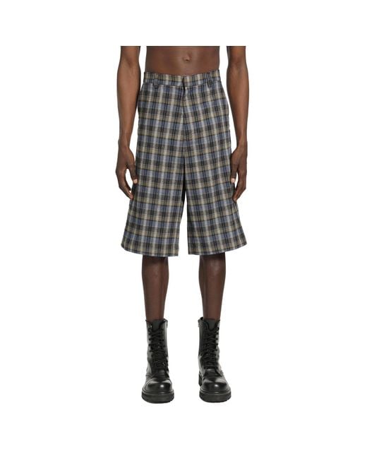 ERL Gray Checked Woven Shorts for men
