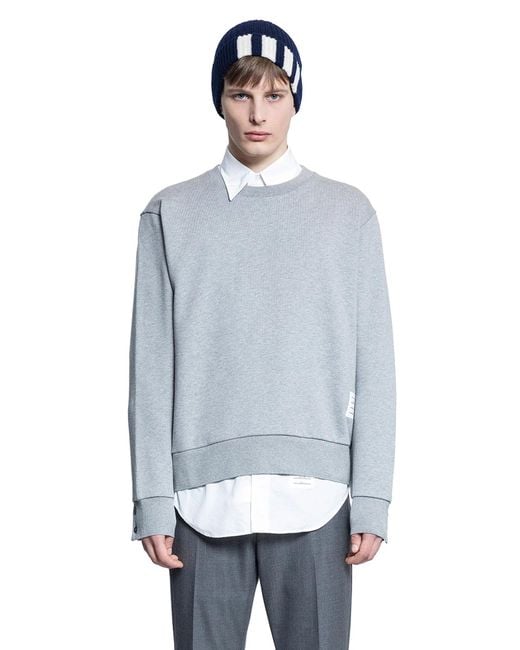 Thom Browne Blue Loopback Stripe Sweatshirt for men