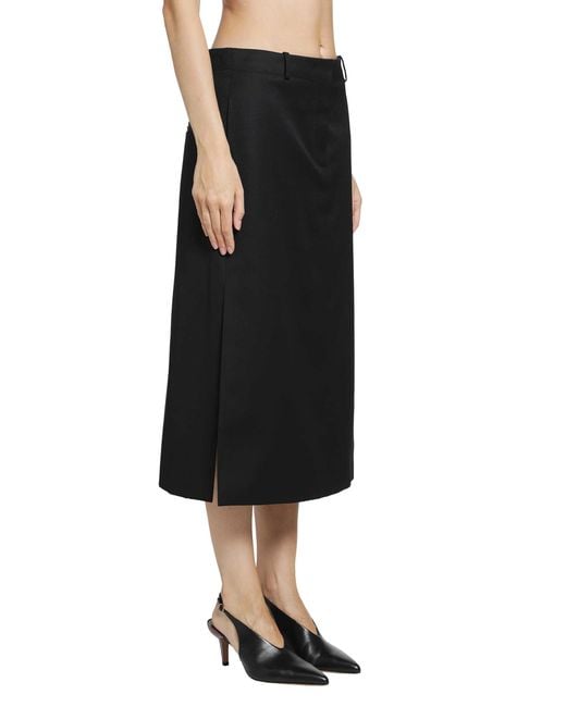 Fendi Black Grain De Poudre Midi Skirt
