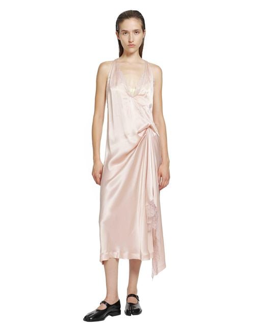 Maison Margiela Pink Silk Slip Midi Dress
