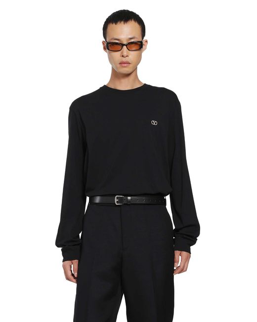 Valentino Black Vlogo Long Sleeve T-Shirt for men