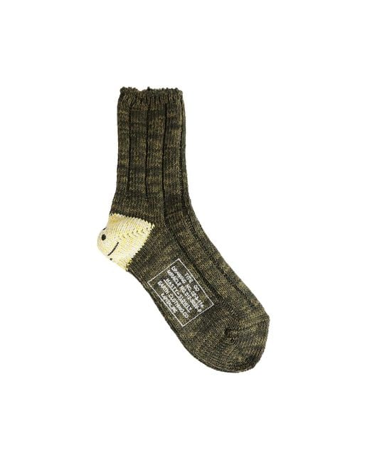 Kapital Green Rainbowy Happy Heel Socks for men