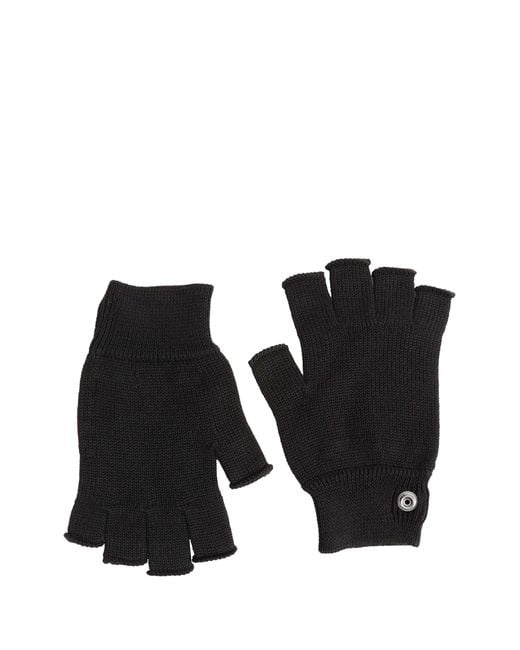 Rick Owens Black Fingerless Virgin Wool Gloves for men