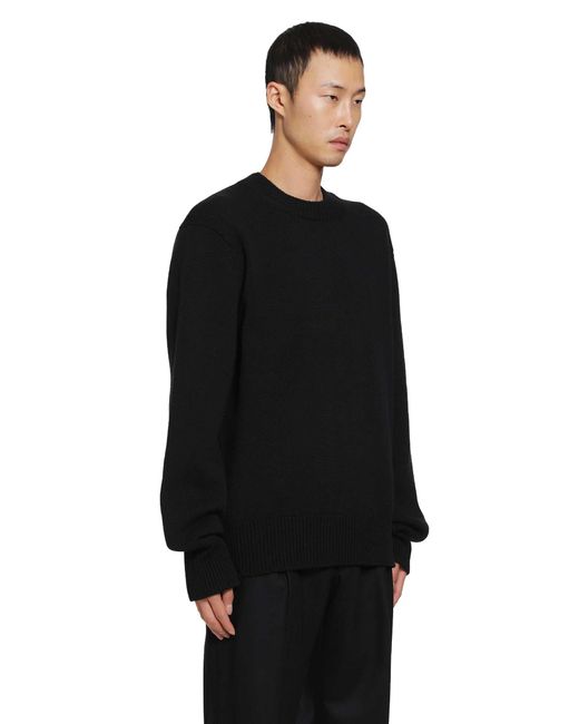 SALON C. LUNDMAN Black Chunky O-Neck Sweater for men