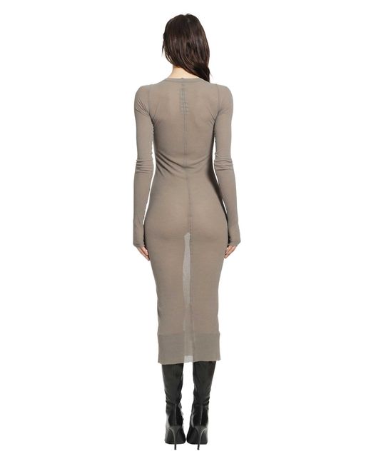 Rick Owens Brown Temple Rib Long Sleeves Dress