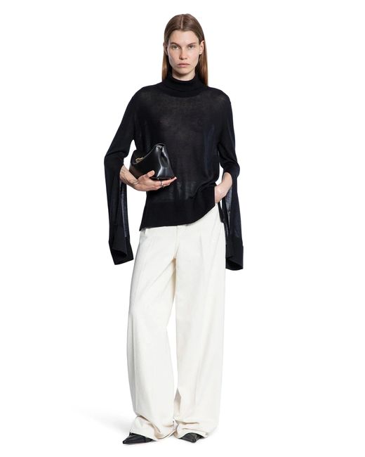 Totême Black Slit Sleeve Turtleneck
