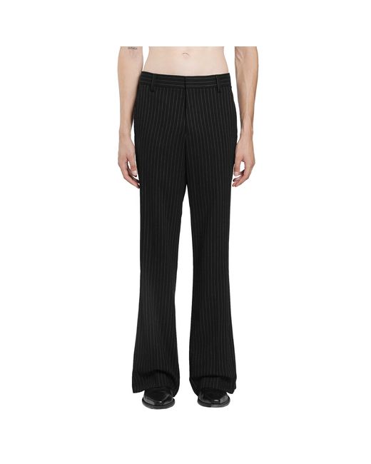 Ann Demeulemeester Black Stefan Chalk Stripe Flared Trousers for men