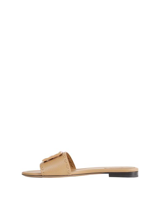 Fendi Metallic Leather Slides