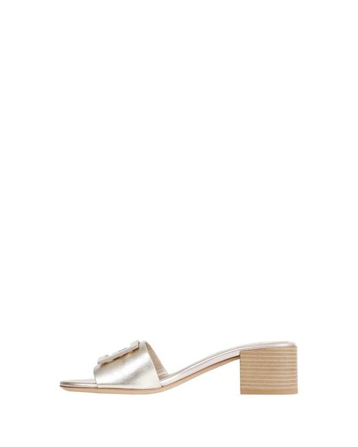 Fendi White Laminated Leather Mules