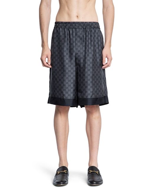 Gucci Black gg Silk Twill Shorts for men