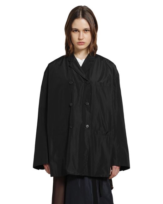 Prada Black Double-Breasted Technical Taffeta Jacket