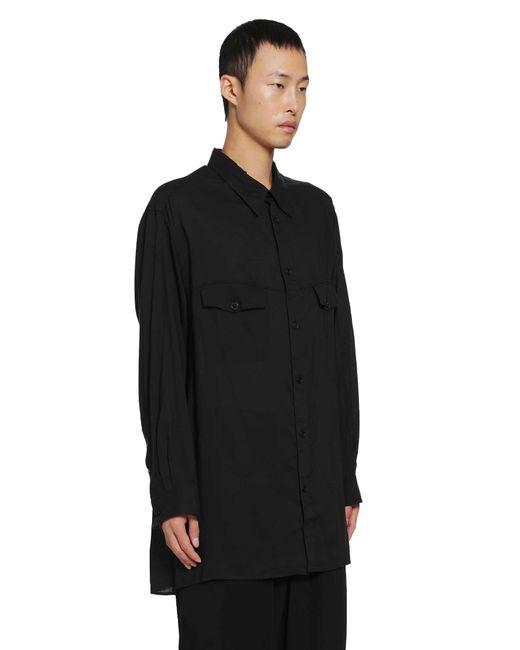 Yohji Yamamoto Black Chest Panel Pocket Blouse for men