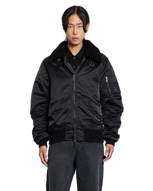 Giorgio Brato Black Nylon Shearling Jacket for men