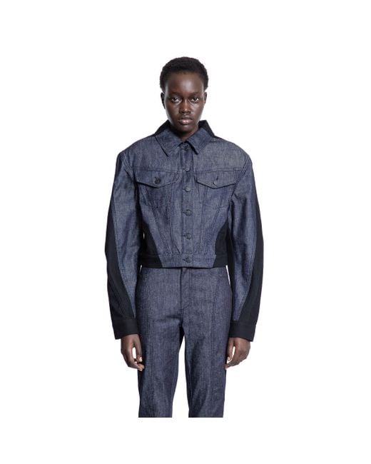 Mugler Blue Bi-Colour Denim Jacket