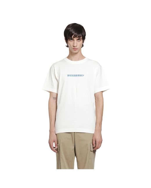 Burberry White Heritage Logo Cotton T-Shirt for men