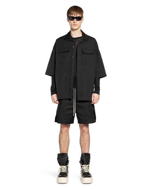Rick Owens Black Oversized Buttoned Shirt for men