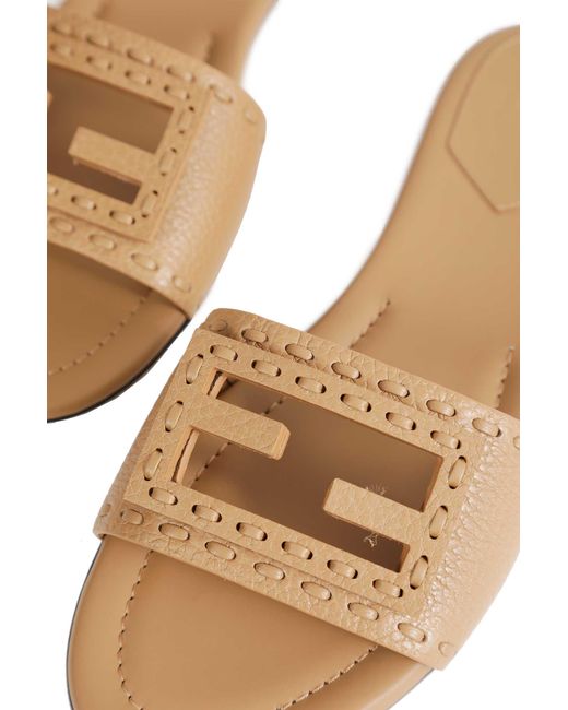 Fendi Metallic Leather Slides