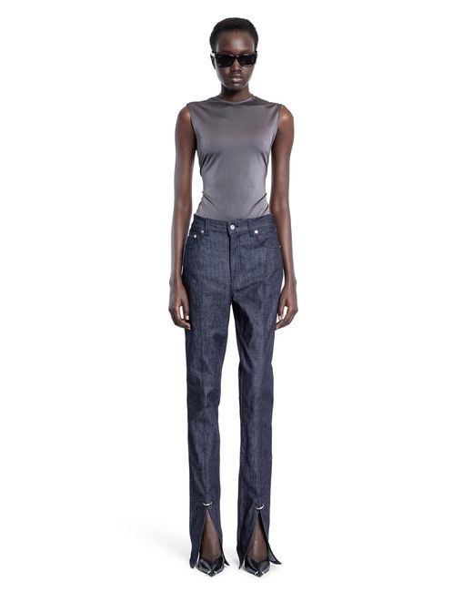 Mugler Purple Sleeveless Shoulder Logo Bodysuit
