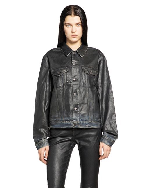 Acne Black Coated Denim Jacket