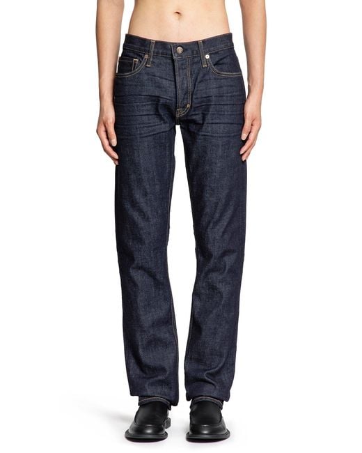 Tom Ford Blue Jeans A Taglio Dritto Con Cimosa for men